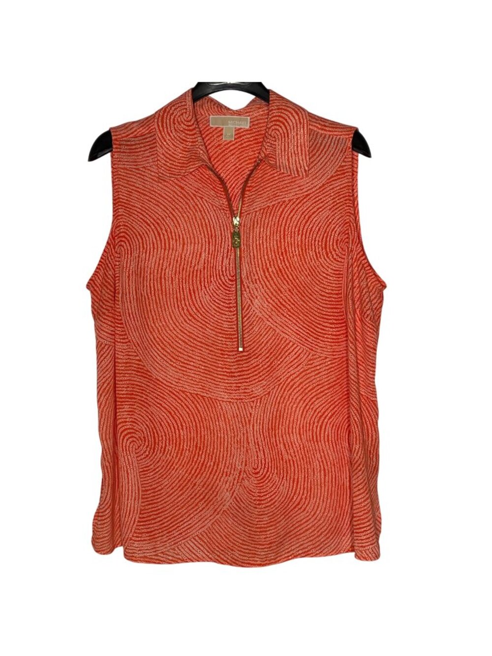 MICHAEL Michael Kors Circle Swirl Tank Collar Top 1/4 Zip Sz 2X Neon Colorful